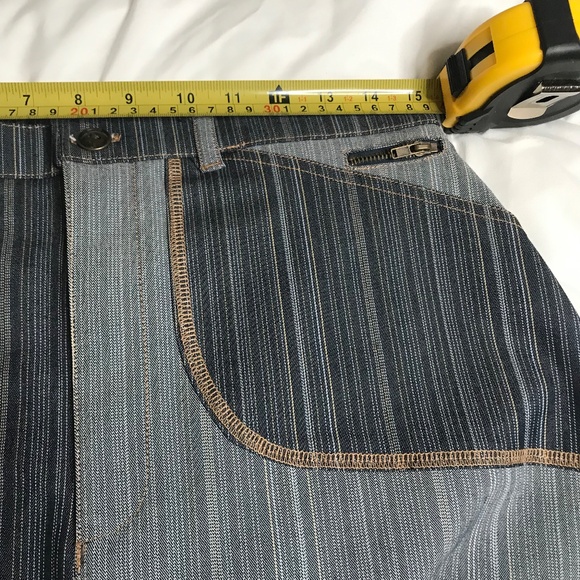 Patchwork Striped Denim Skirt with Embroidered Detail - Picture 6 of 11